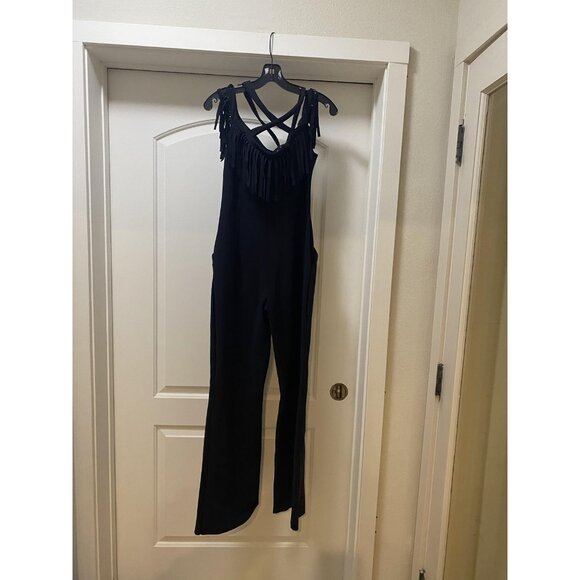 Chiara Boni La Petite Robe Liva Jumpsuit Womens 10 Black Fringe Strappy Italy - Picture 6 of 6